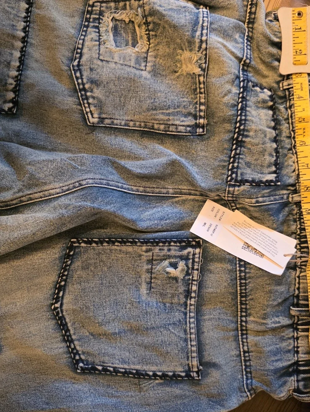 NWT Blue Velvet Boutique Baggy Distressed Patchwork Boho Hippie Festival Jeans L